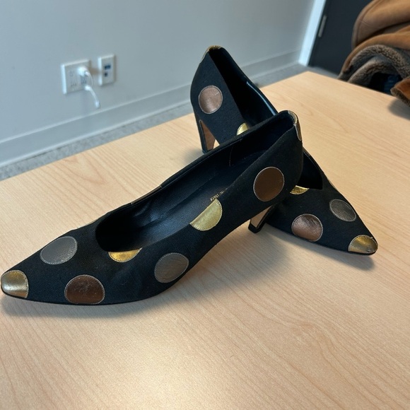 Paloma vintage polka dot pumps 9.5AA amazing condition! Fabric leather dots - Picture 3 of 12